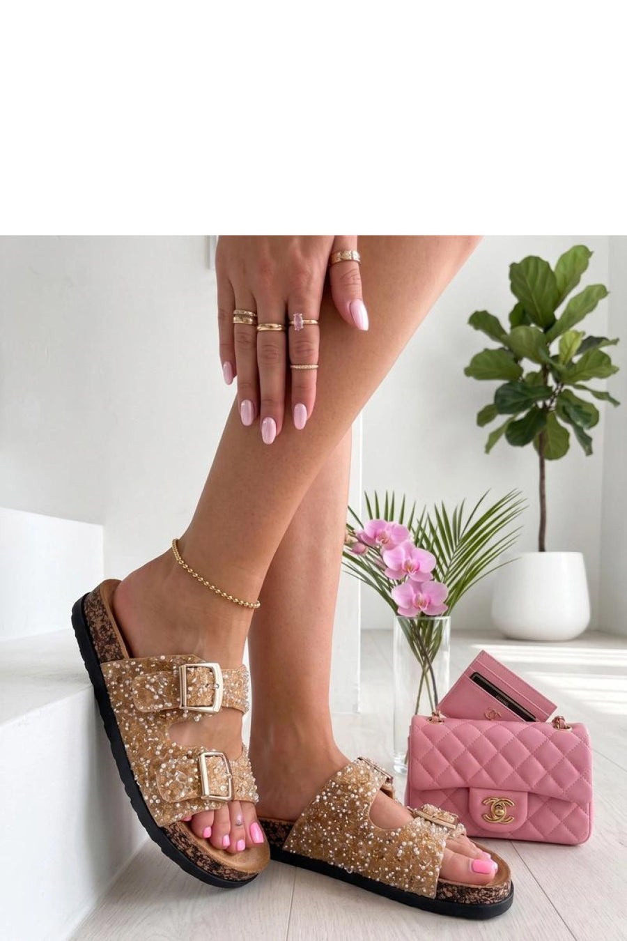 Solea Emma Gold Faux Suede Platform Sandals