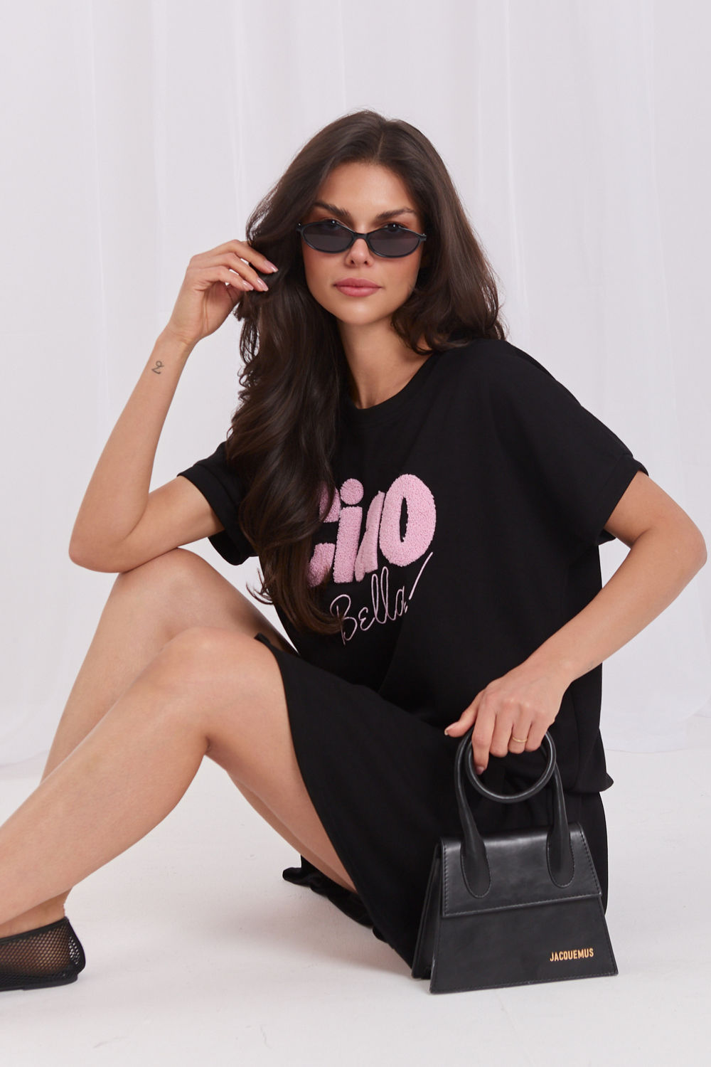Relevance Black Pleated Short Sleeve Skirt Co-Ord Set