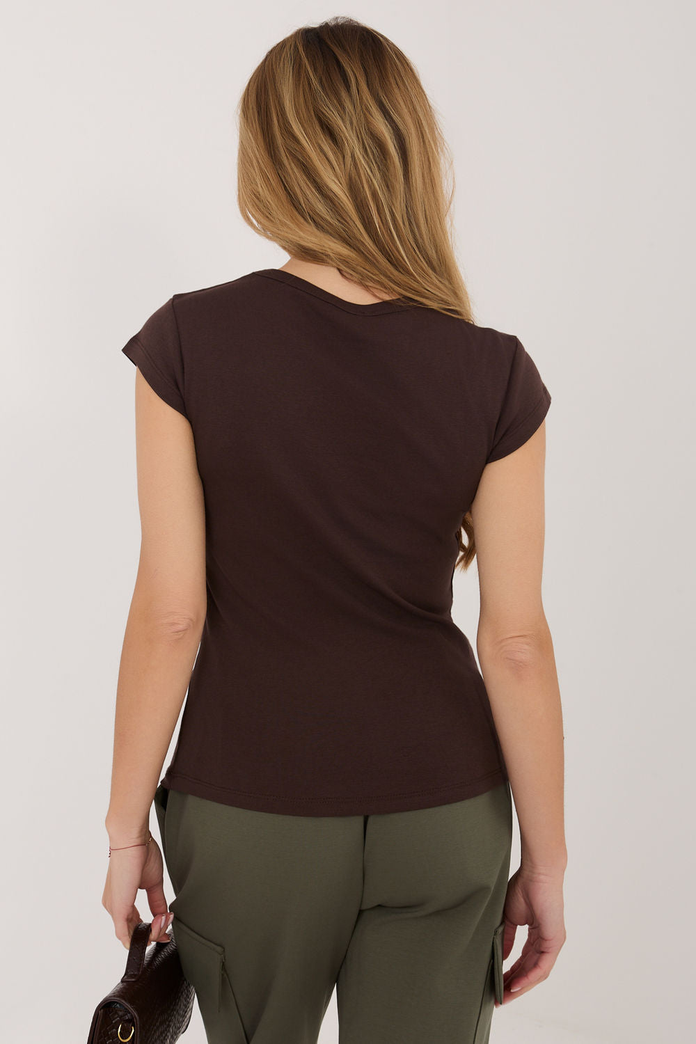 Rue Paris Dark Brown Short Sleeve Cotton T-Shirt - view 3