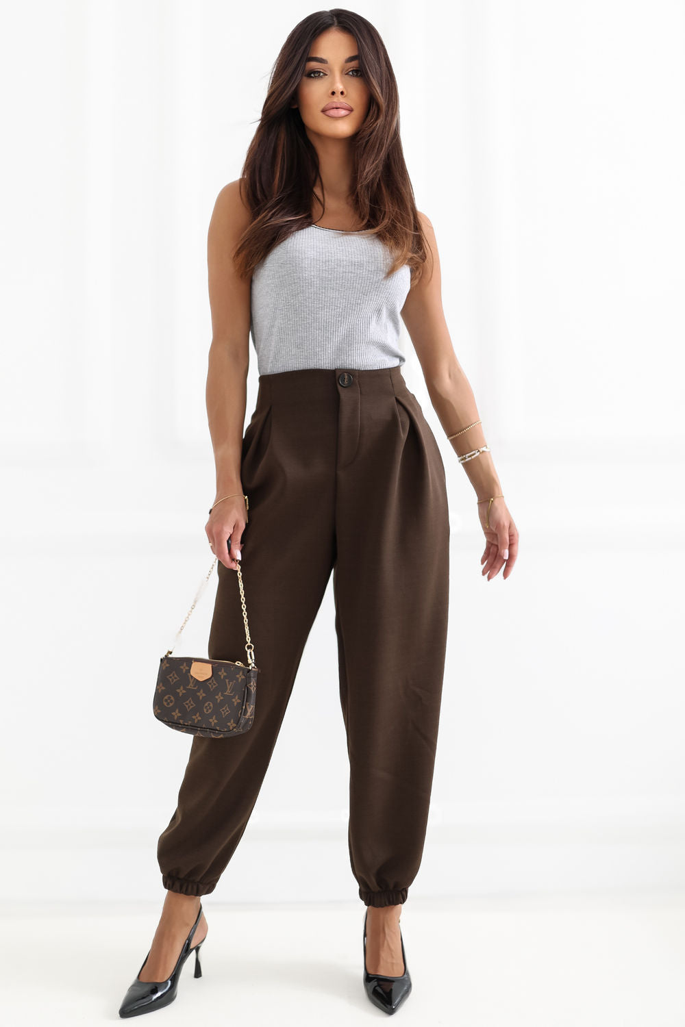 Rue Paris Grey Round Neck Cotton Cami Top - view 2