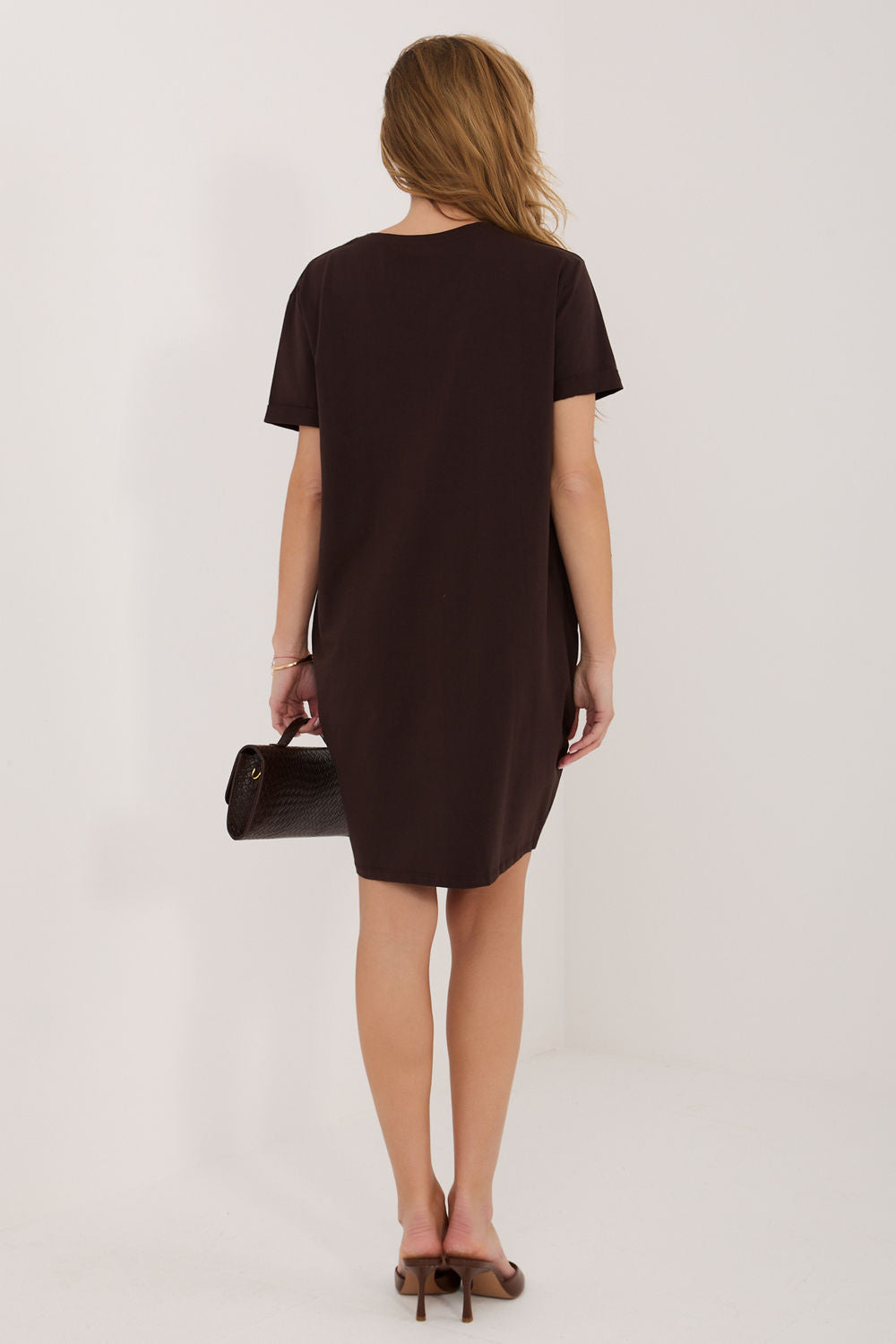 Rue Paris Dark Brown Short Sleeve Dress - view 3