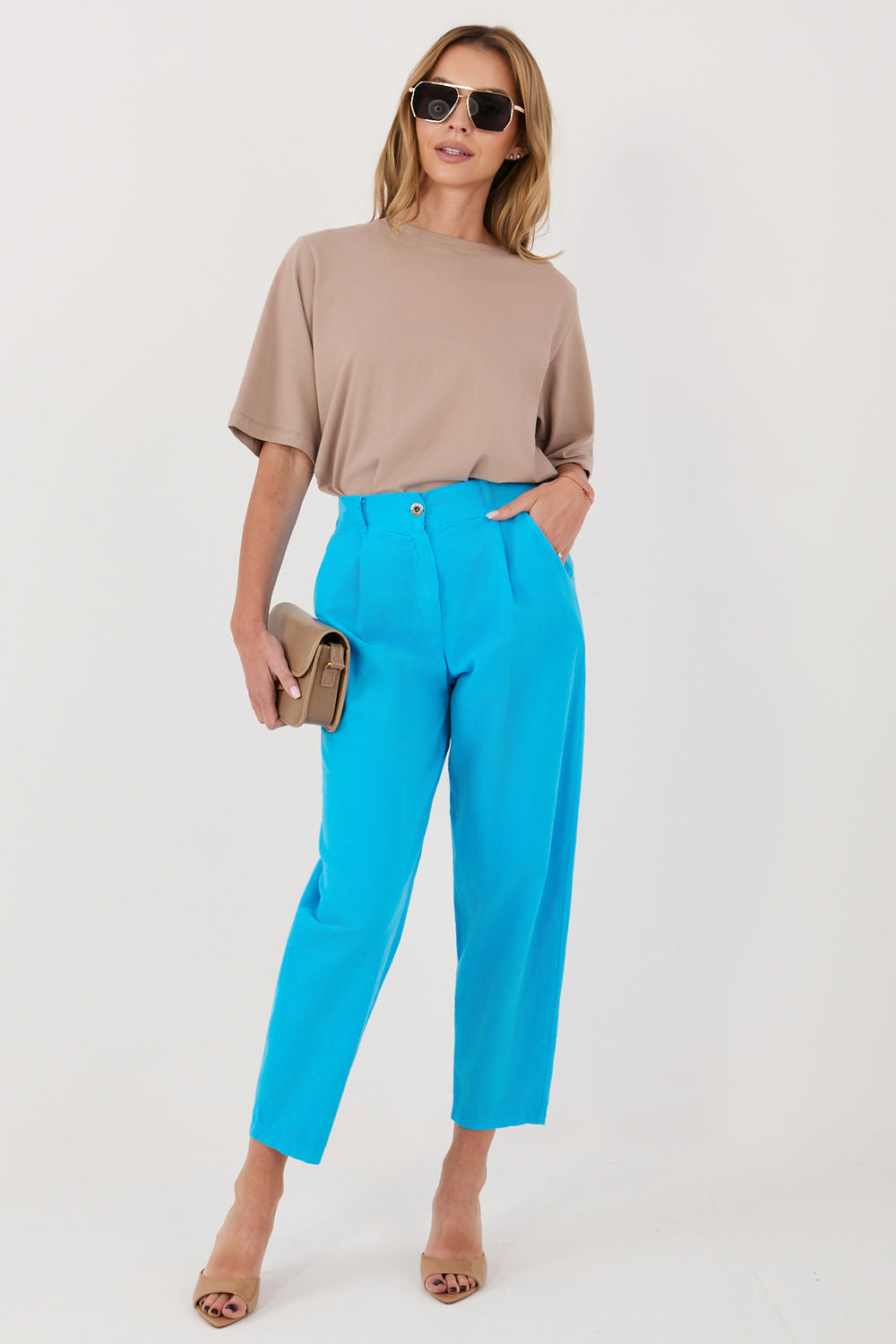 Rue Paris Blue Cotton Corduroy Trousers