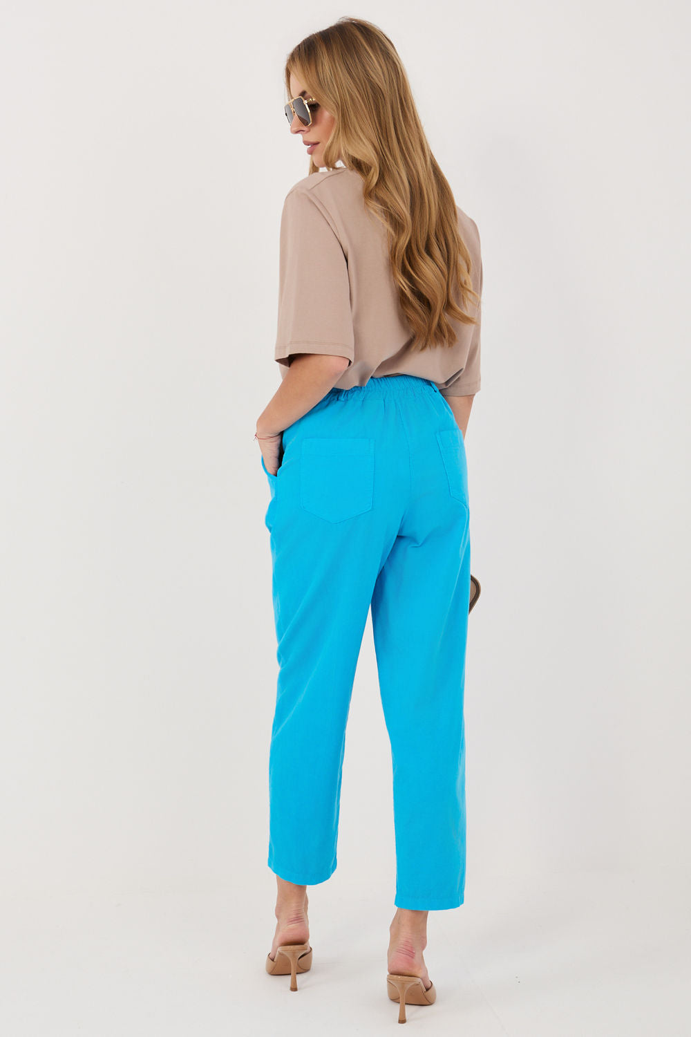 Rue Paris Blue Cotton Corduroy Trousers - view 3