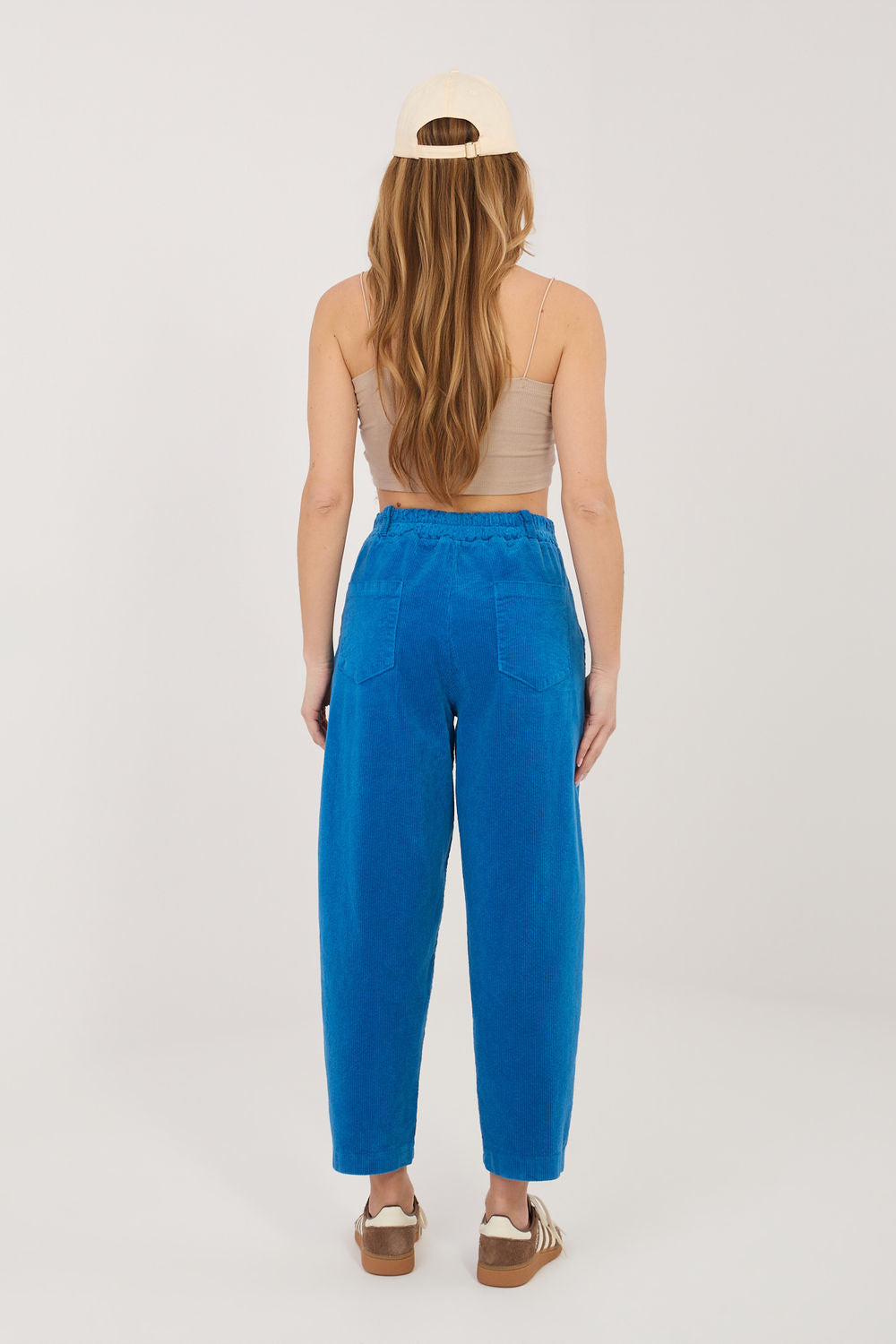 Rue Paris Cobalt Blue High Waisted Cotton Corduroy Trousers - view 2