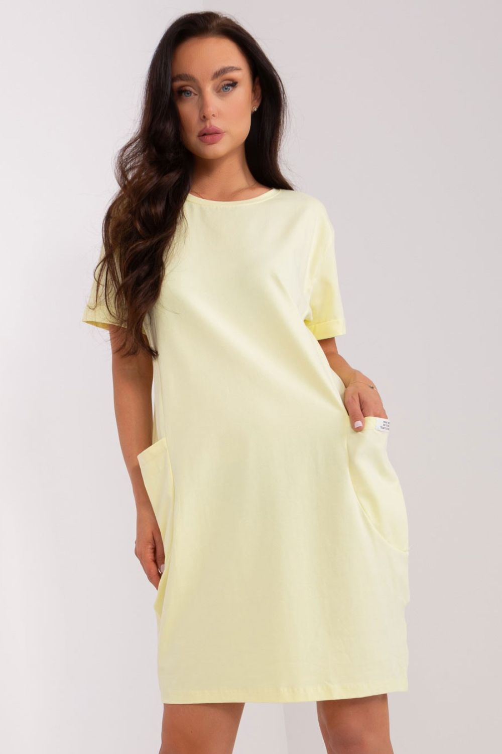 Rue Paris Light Yellow Short Sleeve Dress - view 4