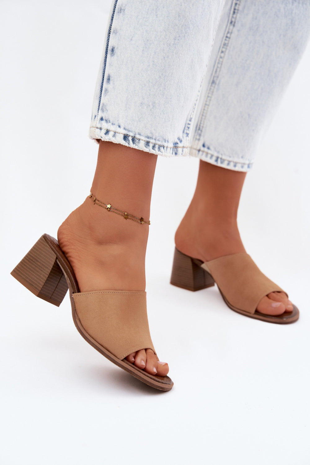 Step In Style Zazoo Dark Beige Suede Heeled Sandals