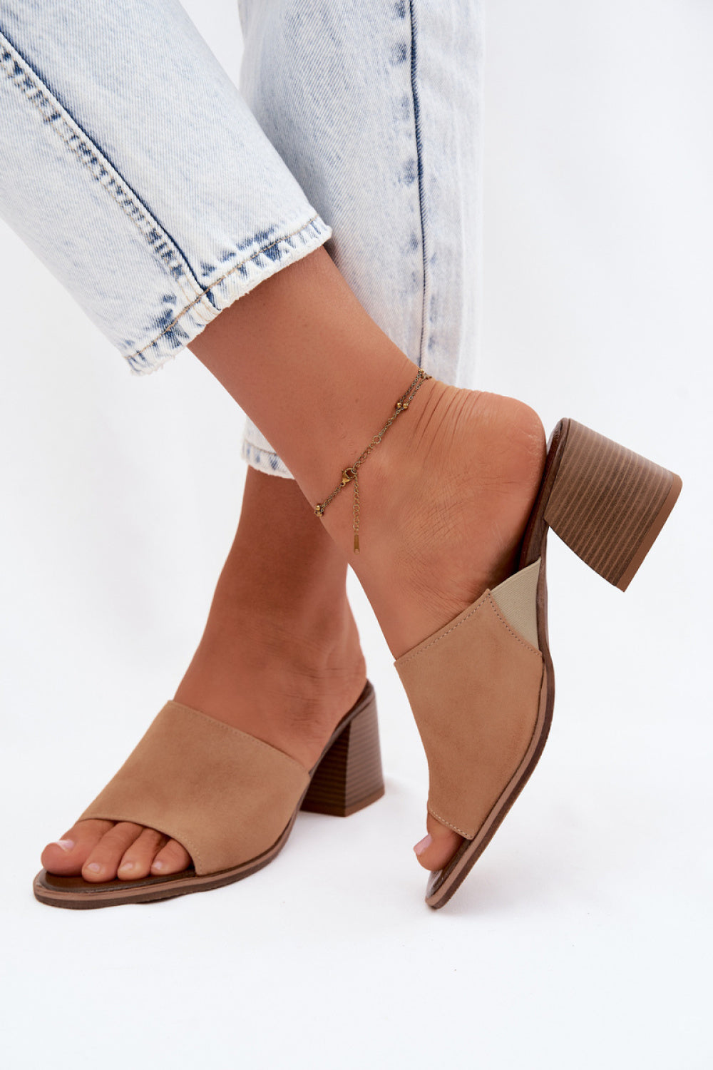 Step In Style Zazoo Dark Beige Suede Heeled Sandals - view 3