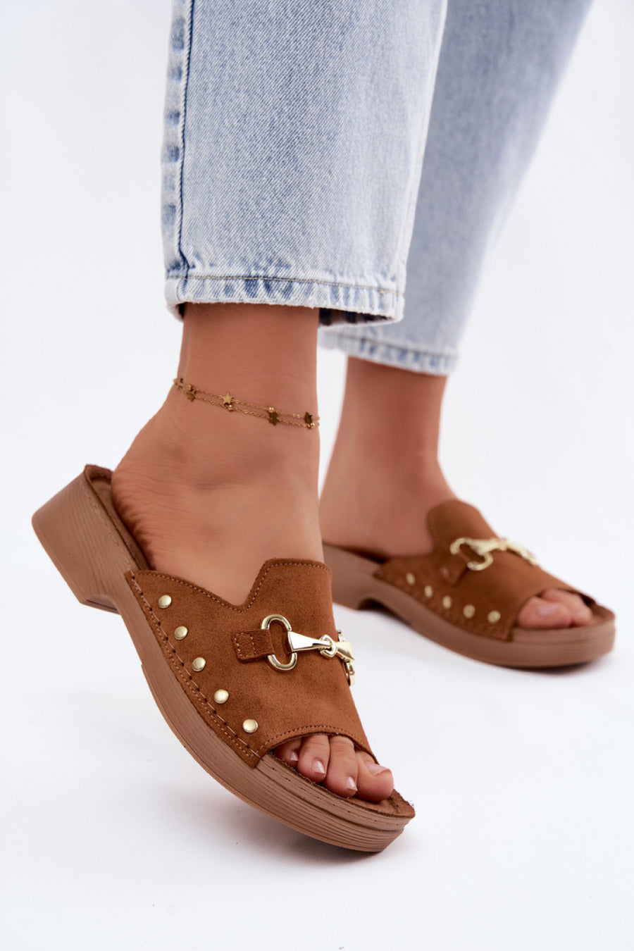 Step In Style Inblu Camel Suede Flat Flip Flops