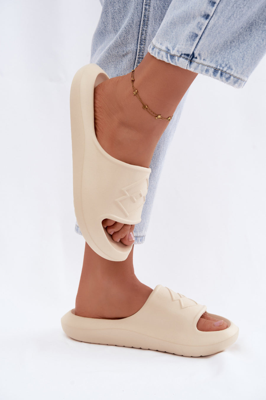 Step In Style Lotto Slay Beige Platform Sandals