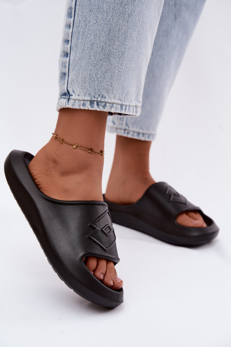 Step In Style Lotto Slay Black Platform Sandals