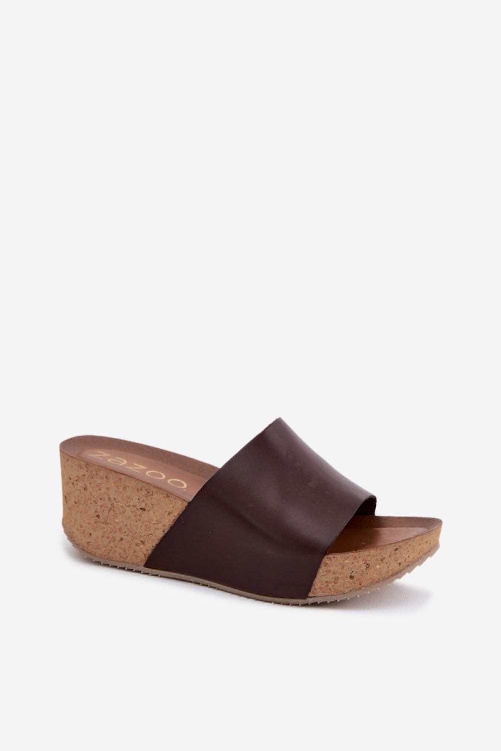 Step In Style Zazoo Chocolate Leather Wedge Sandals - view 2