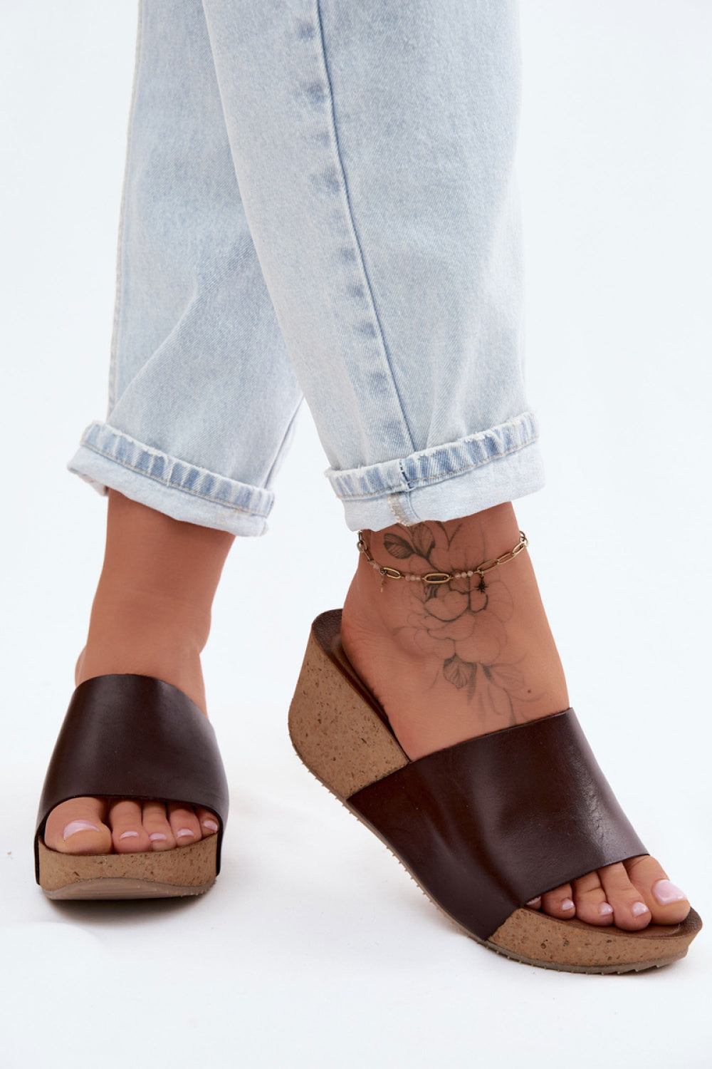 Step In Style Zazoo Chocolate Leather Wedge Sandals - view 3