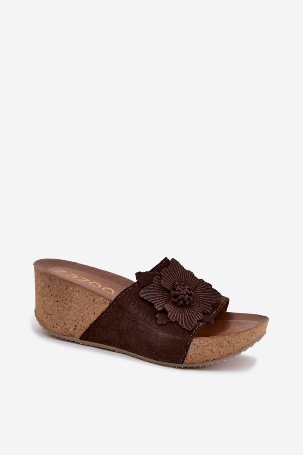 Step In Style Zazoo Chocolate Suede Wedge Sandals - view 2
