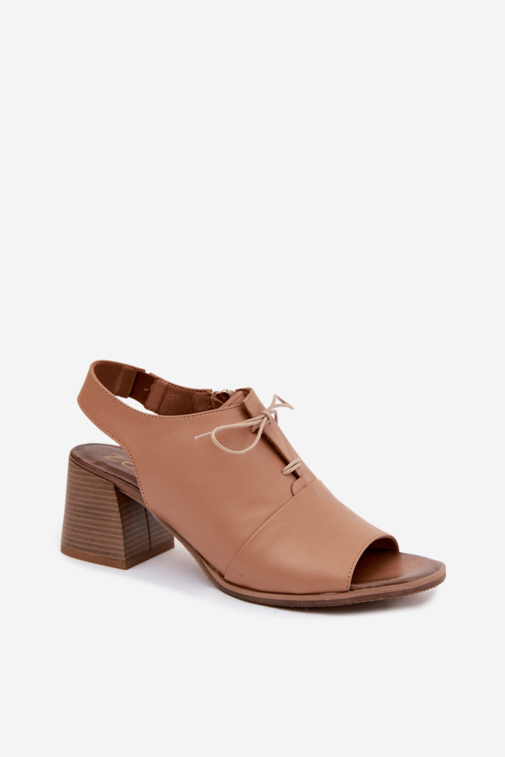 Step In Style Zazoo Cappuccino Leather Block Heel Heeled Sandals - view 2