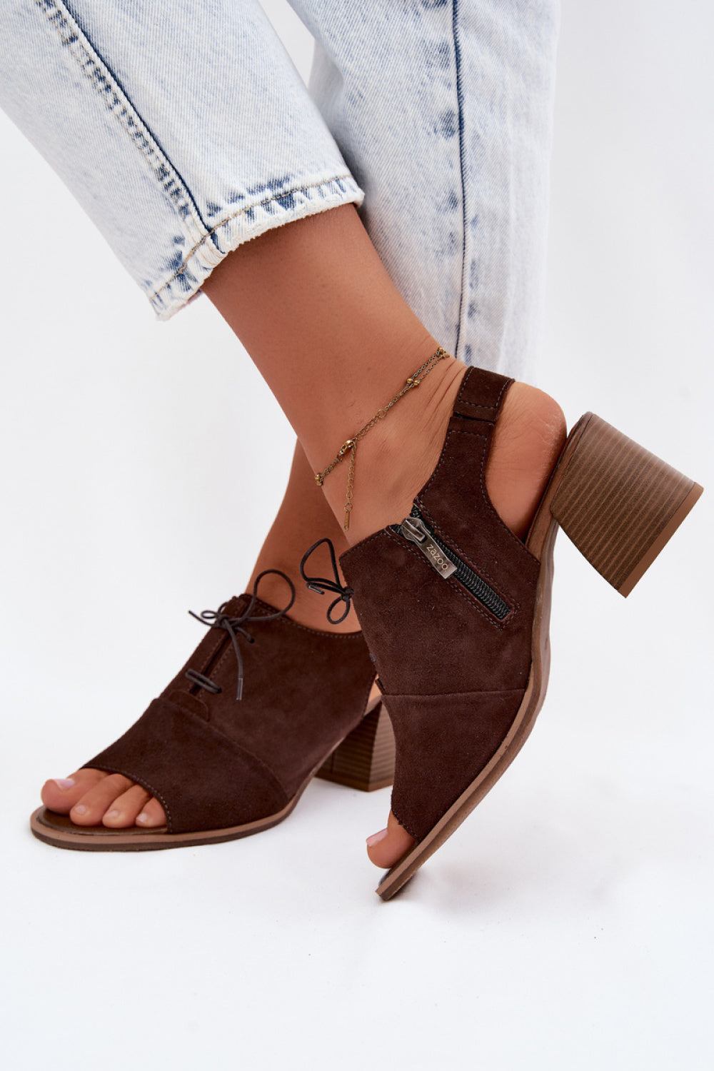 Step In Style Zazoo Chocolate Suede Heeled Sandals - view 3