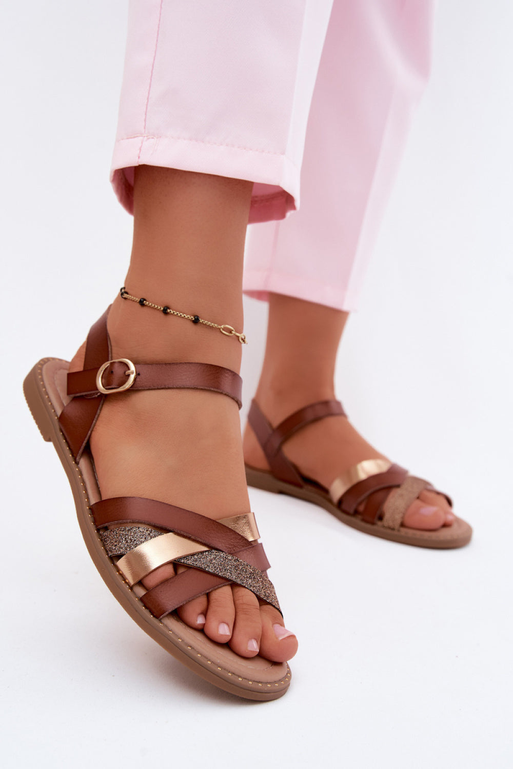 Step In Style Haden Brown Sequin Sandals