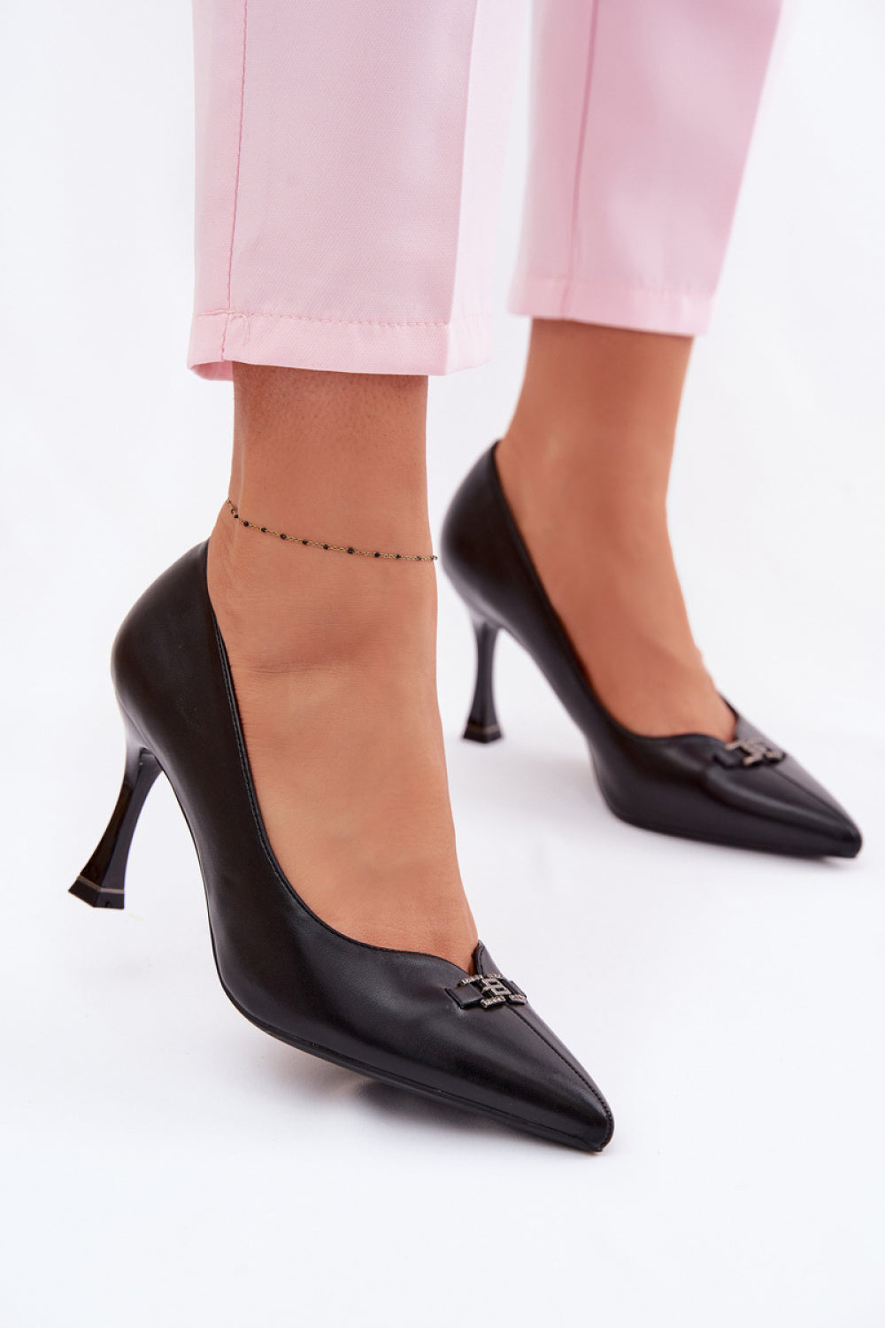 Step In Style Vinceza Black Leather High Heels