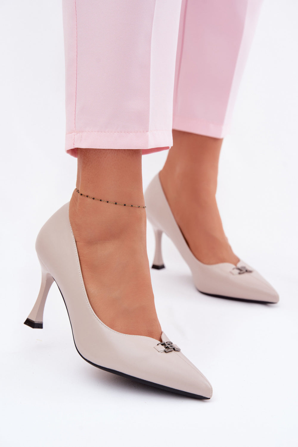 Step In Style Vinceza Light Grey Leather High Heels
