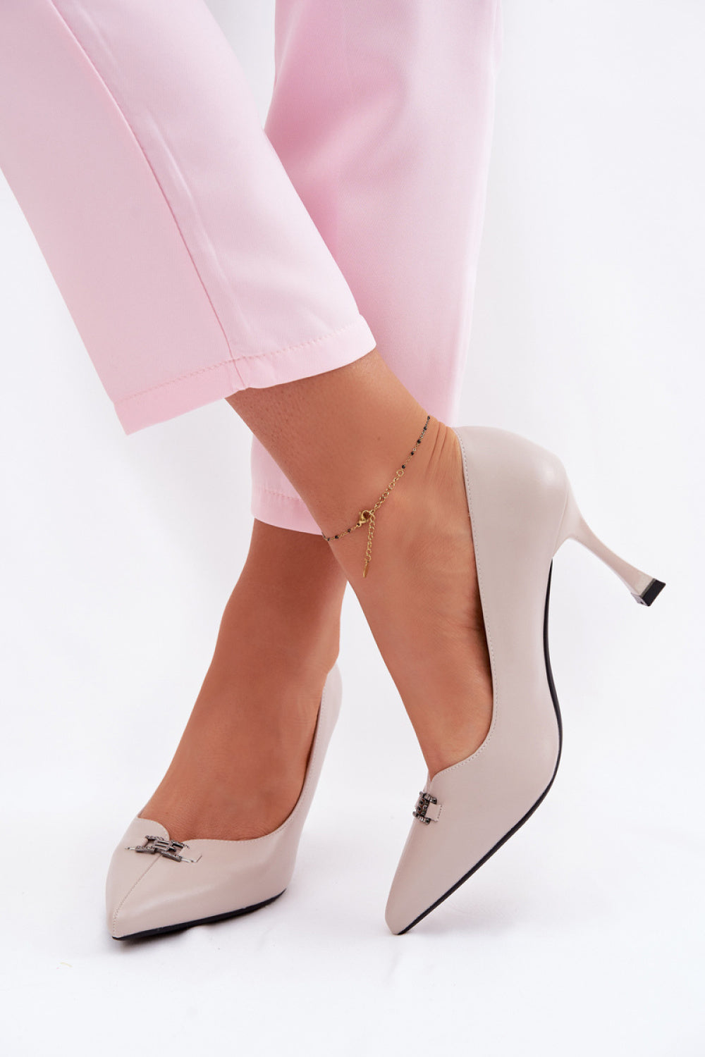 Step In Style Vinceza Light Grey Leather High Heels - view 3