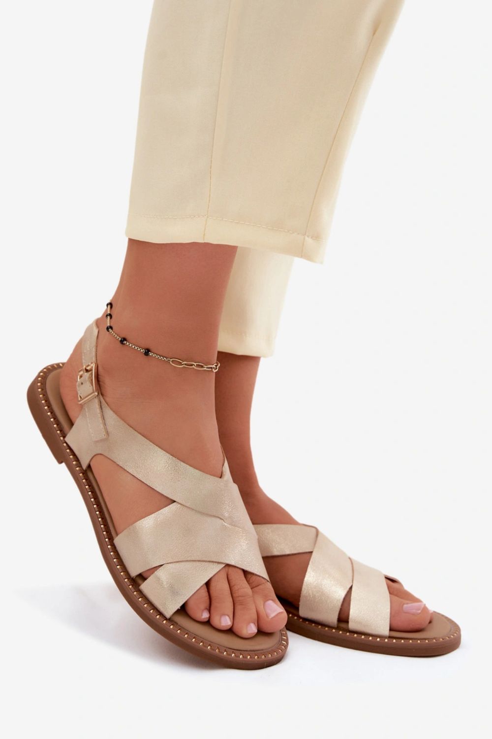 Step In Style Blinga Gold Faux Leather Flat Sandals - view 4