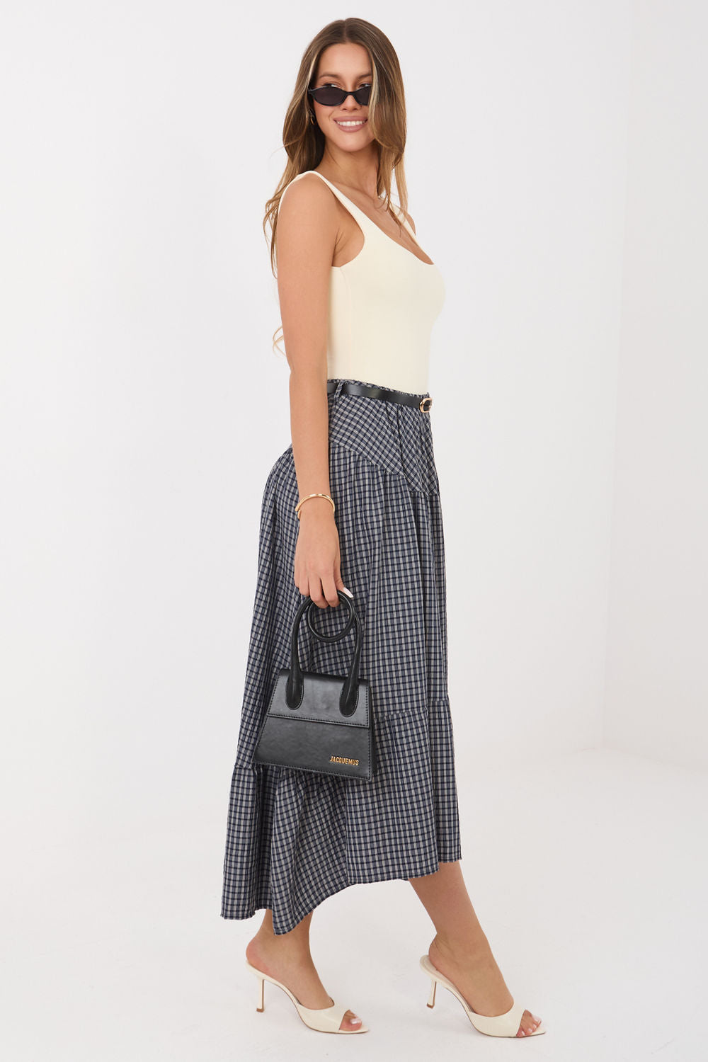 Italy Moda Navy Midi Skirt - view 2