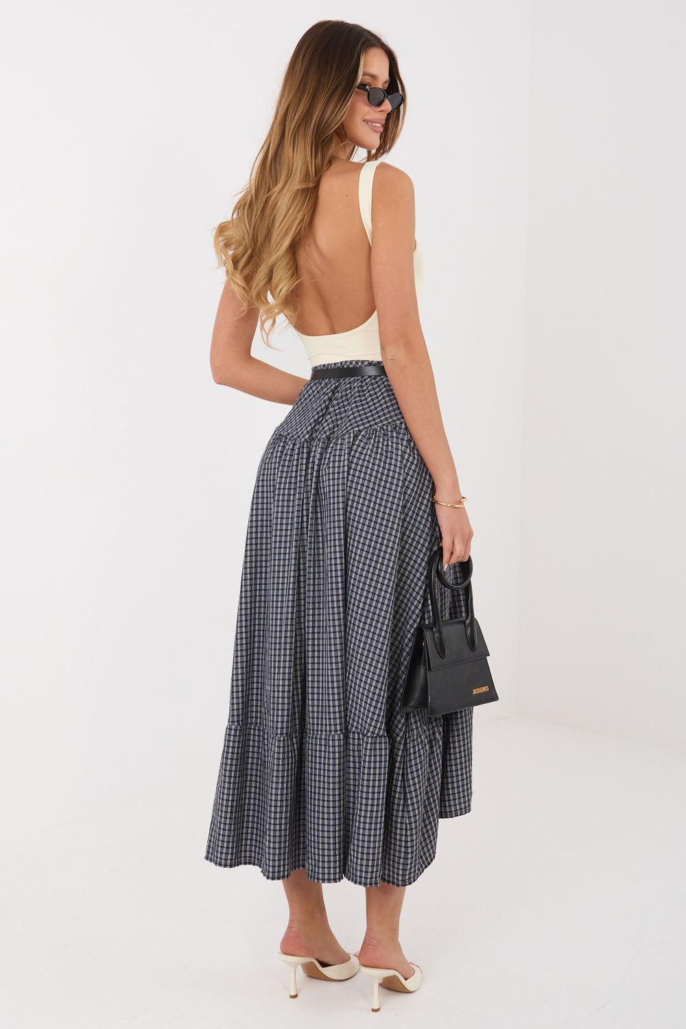 Italy Moda Navy Midi Skirt - view 3