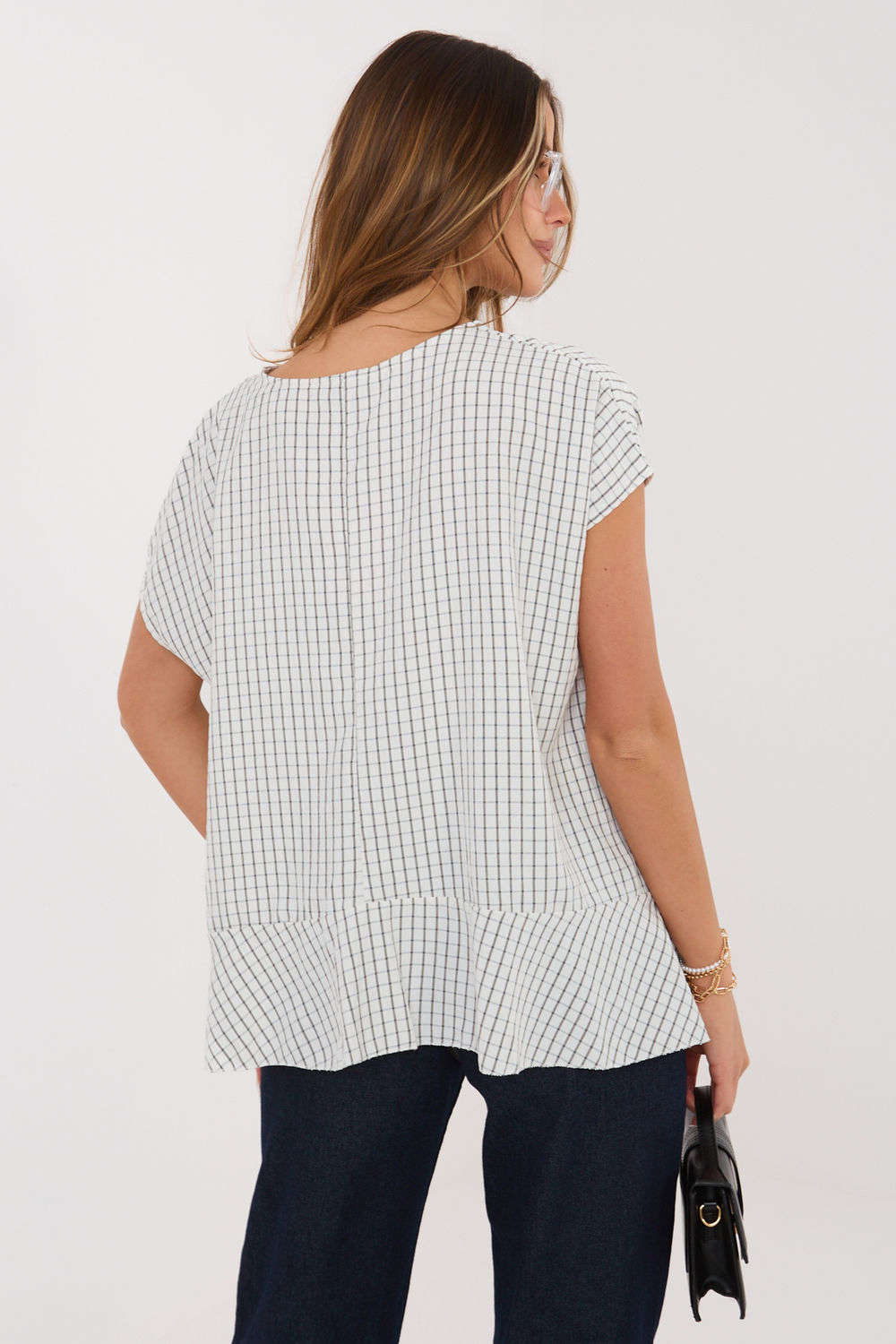 Italy Moda Ecru Short Sleeve Blouse - view 3