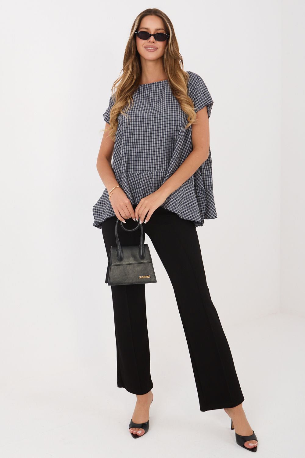 Italy Moda Navy Short Sleeve Blouse - view 2