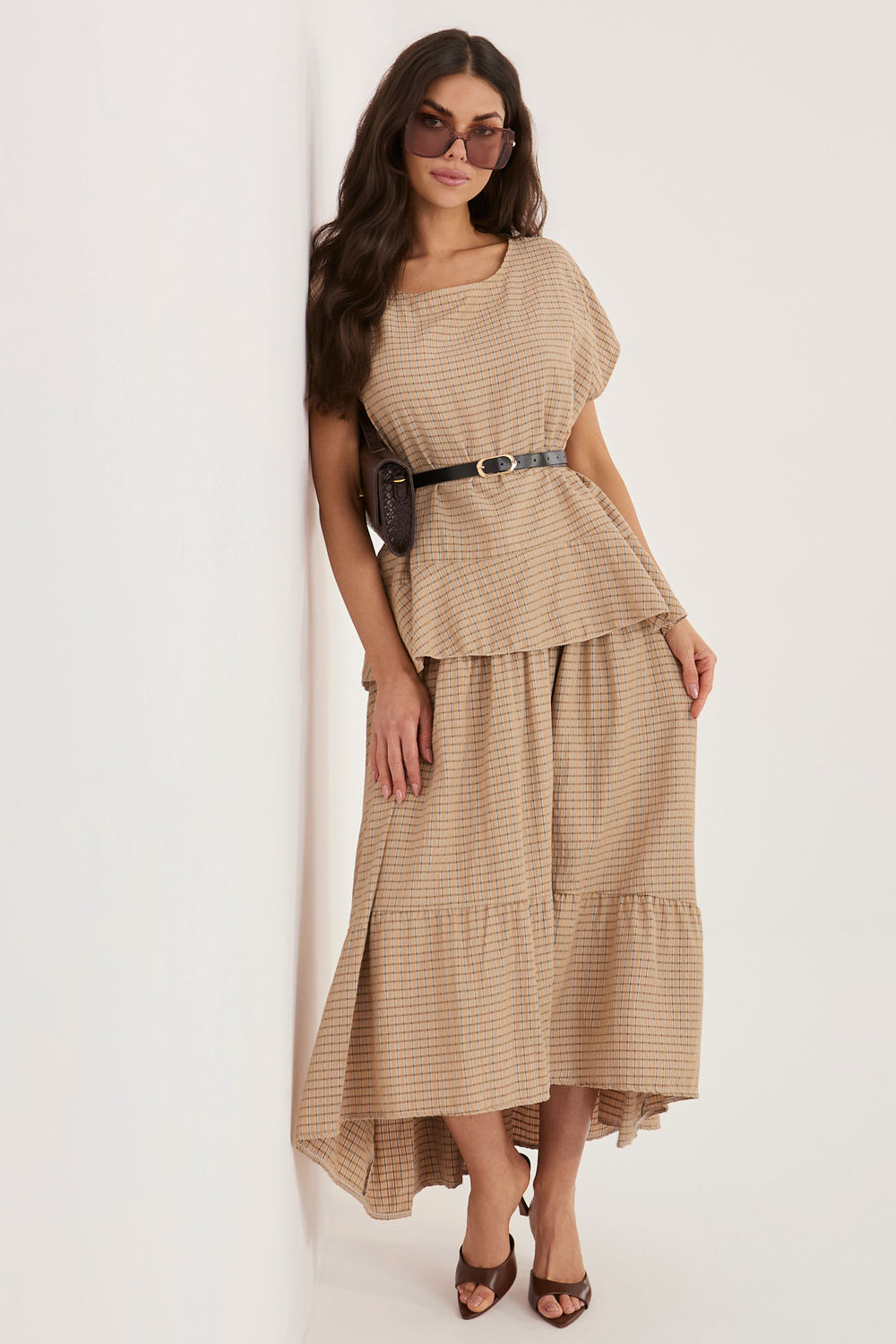 Italy Moda Camel Short Sleeve Blouse - view 2