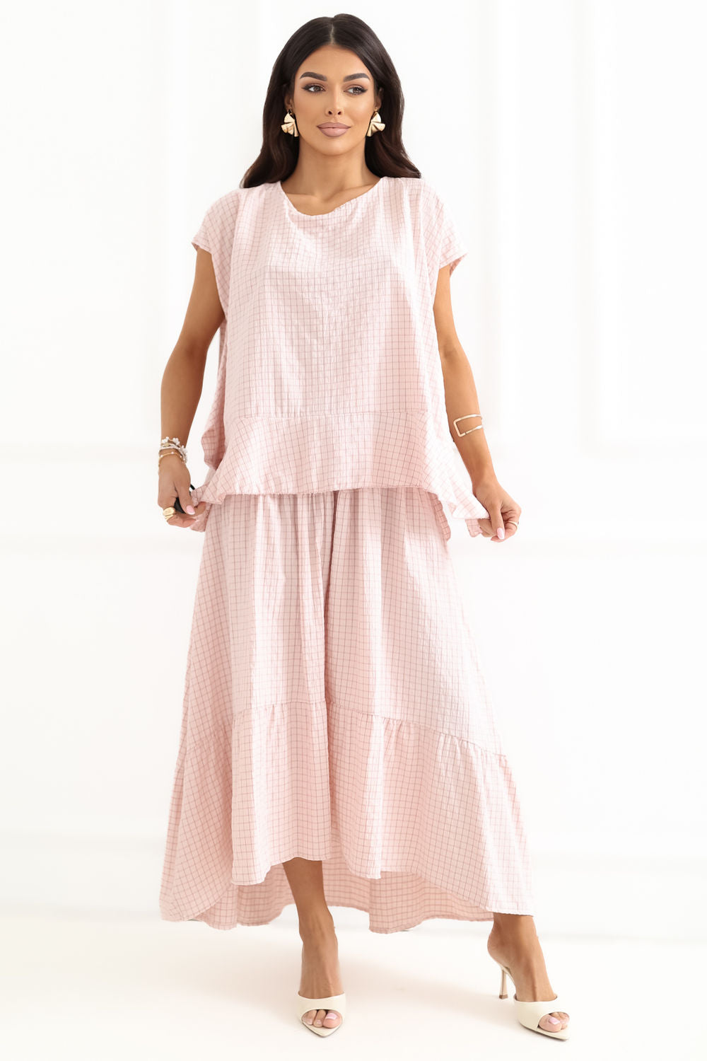 Italy Moda Light Pink Round Neck Short Sleeve Blouse - view 2