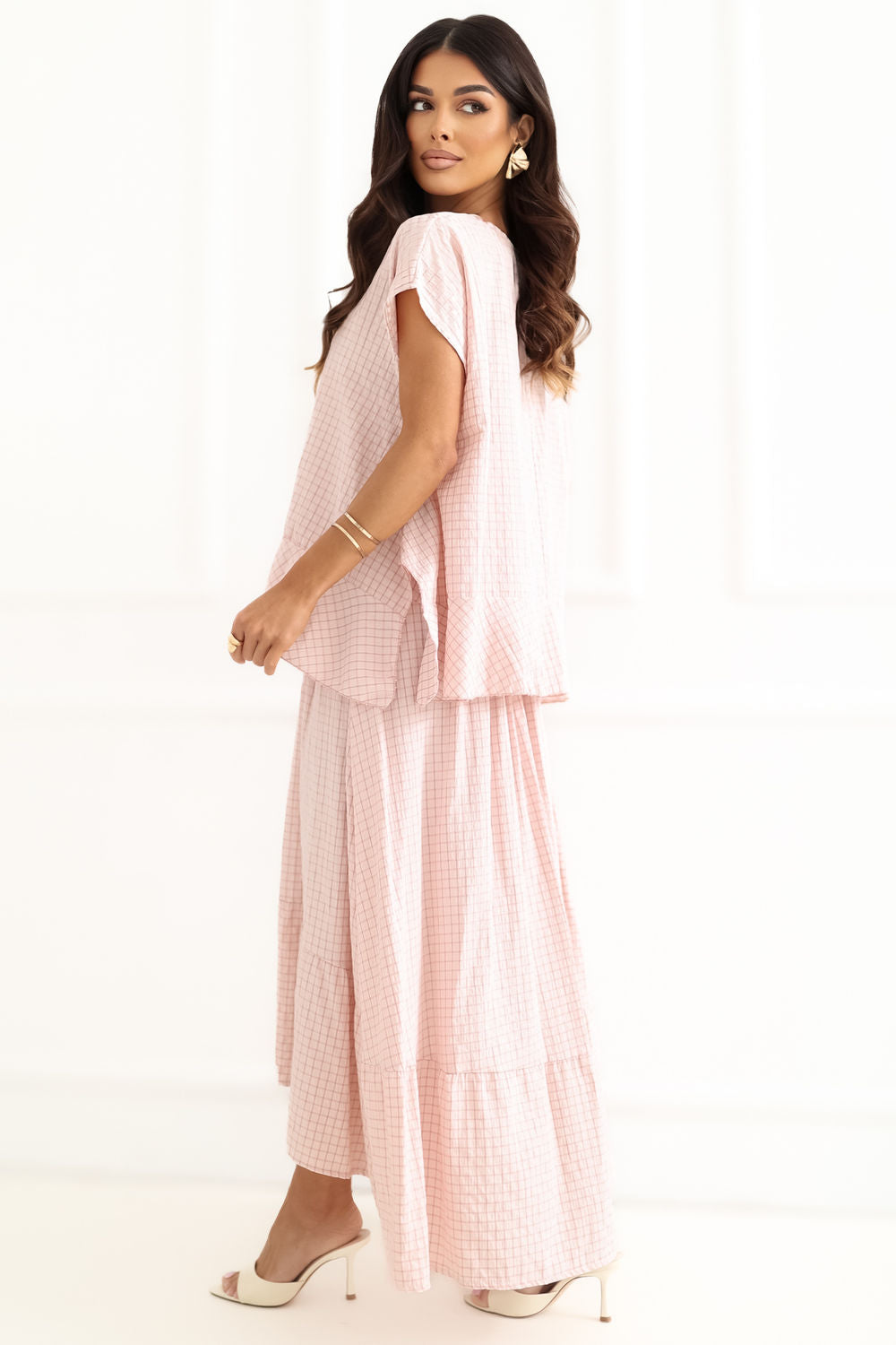 Italy Moda Light Pink Round Neck Short Sleeve Blouse - view 3