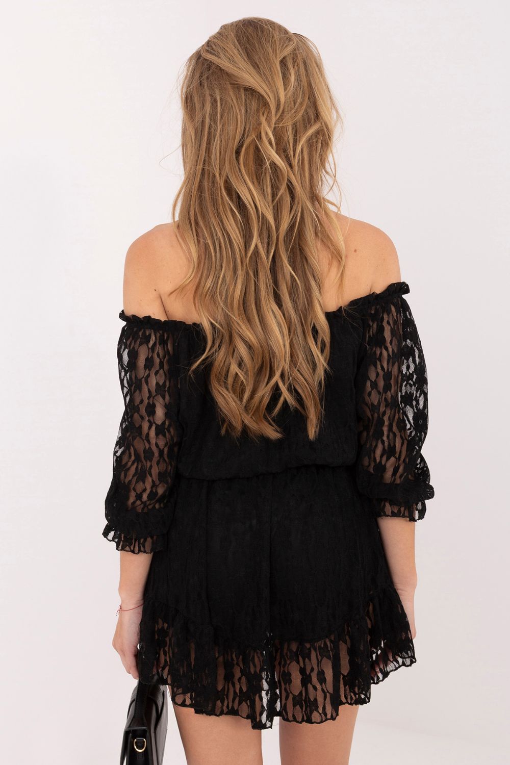 Italy Moda Black Lace Off Shoulder Jumpsuit - view 4