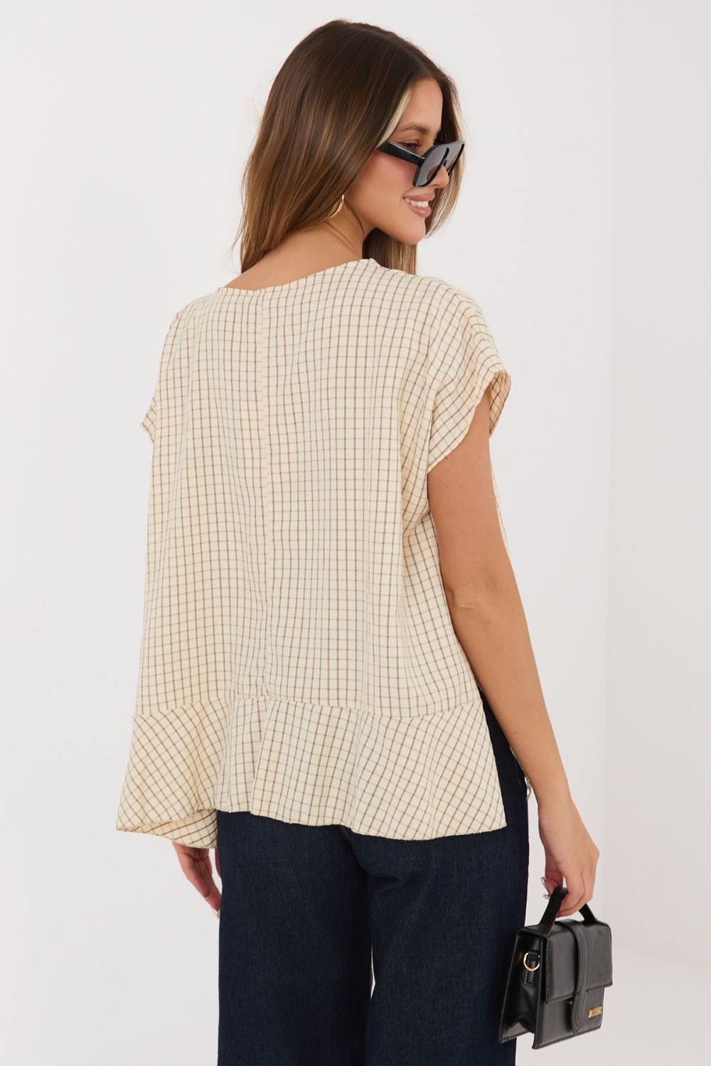 Italy Moda Beige Short Sleeve Blouse - view 4