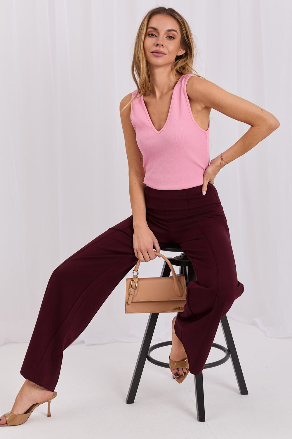 Rue Paris Pink V-Neck Cotton Cami Top - view 2