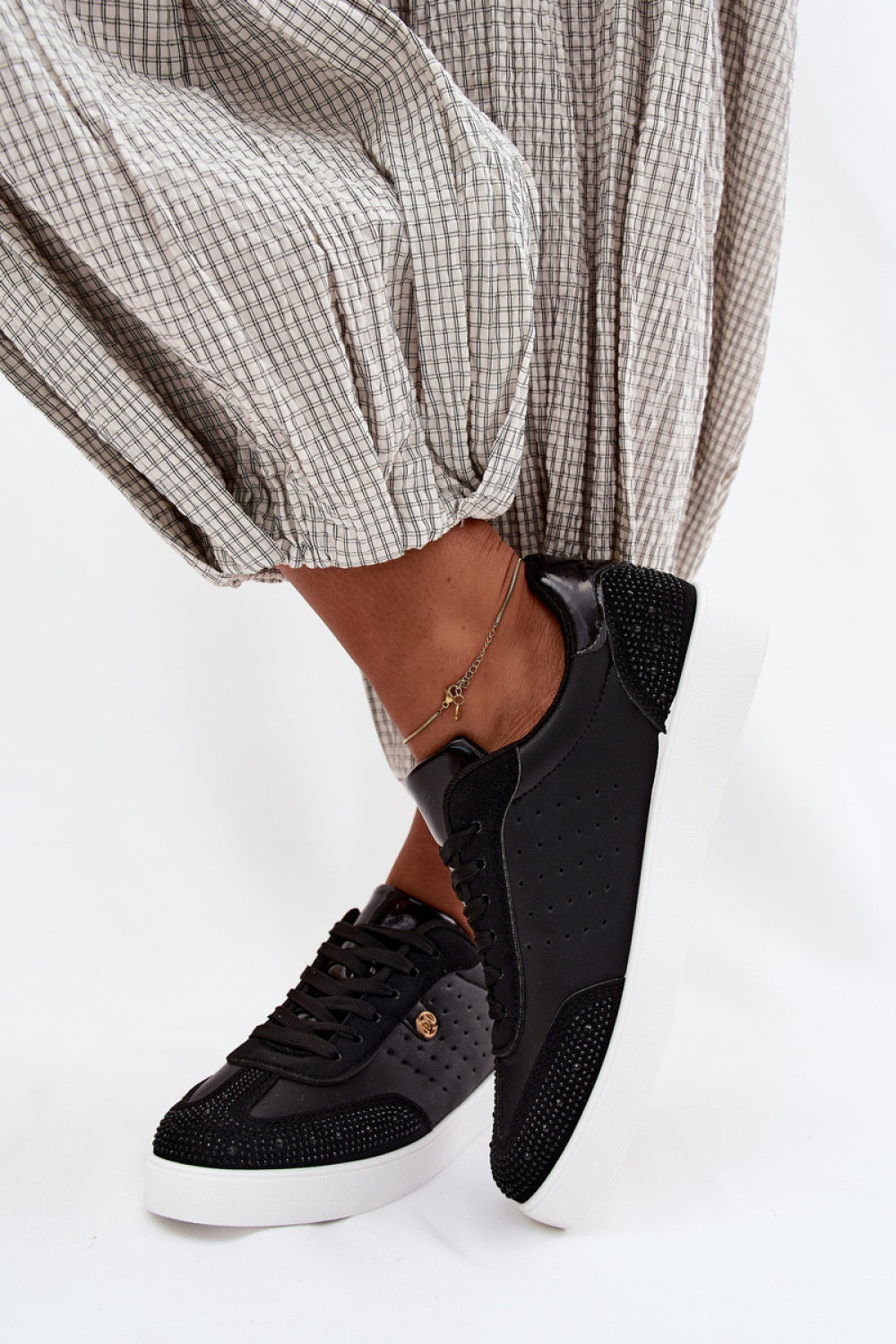 Step In Style Black Faux Leather Platform Trainers