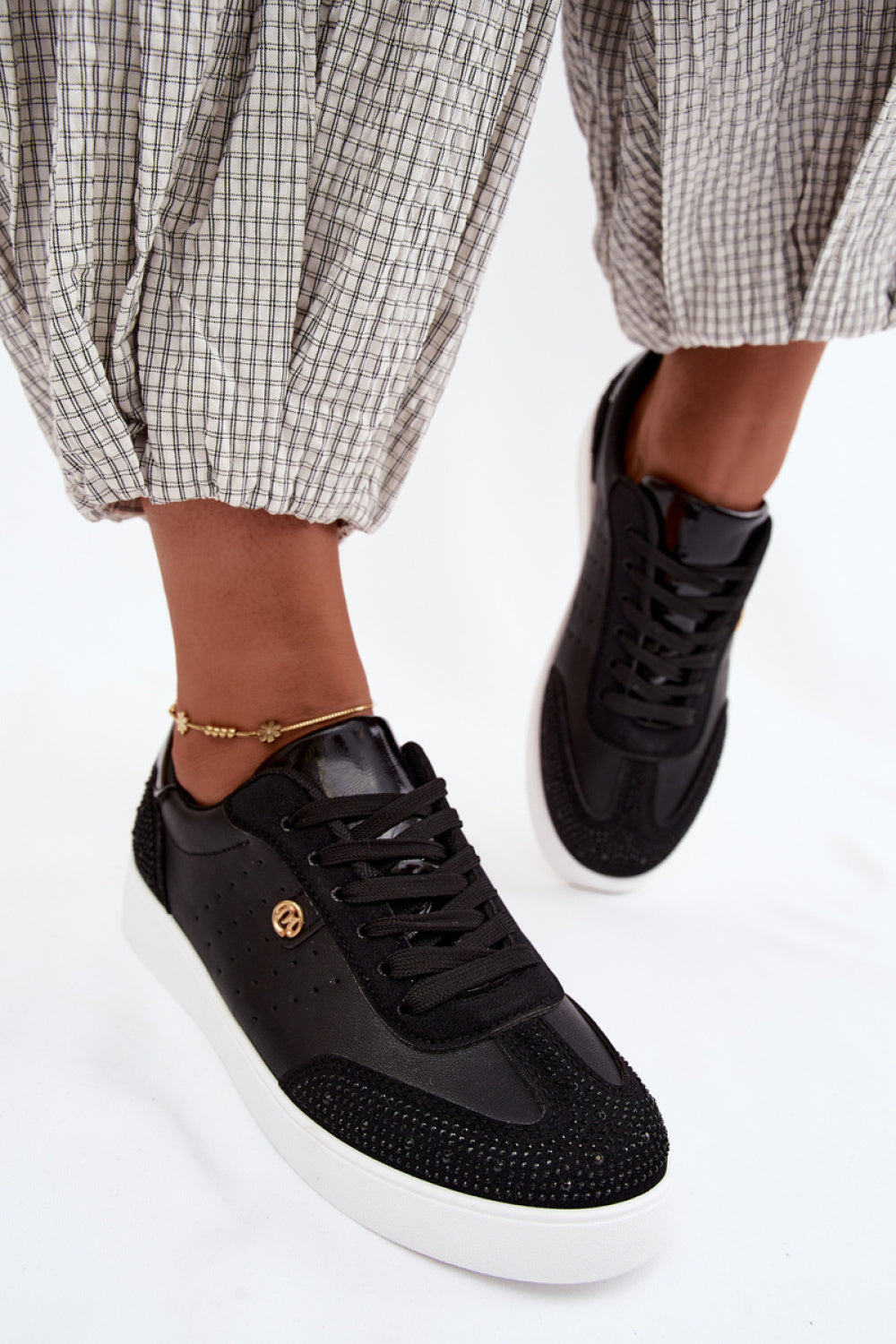 Step In Style Black Faux Leather Platform Trainers - view 3