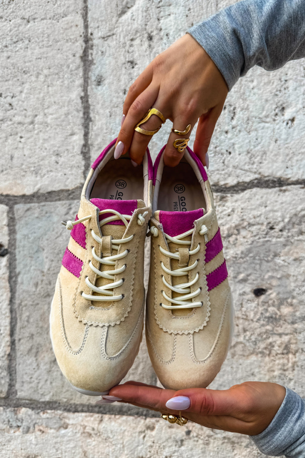 Step In Style Fuchsia Suede Lace Up Trainers - view 2