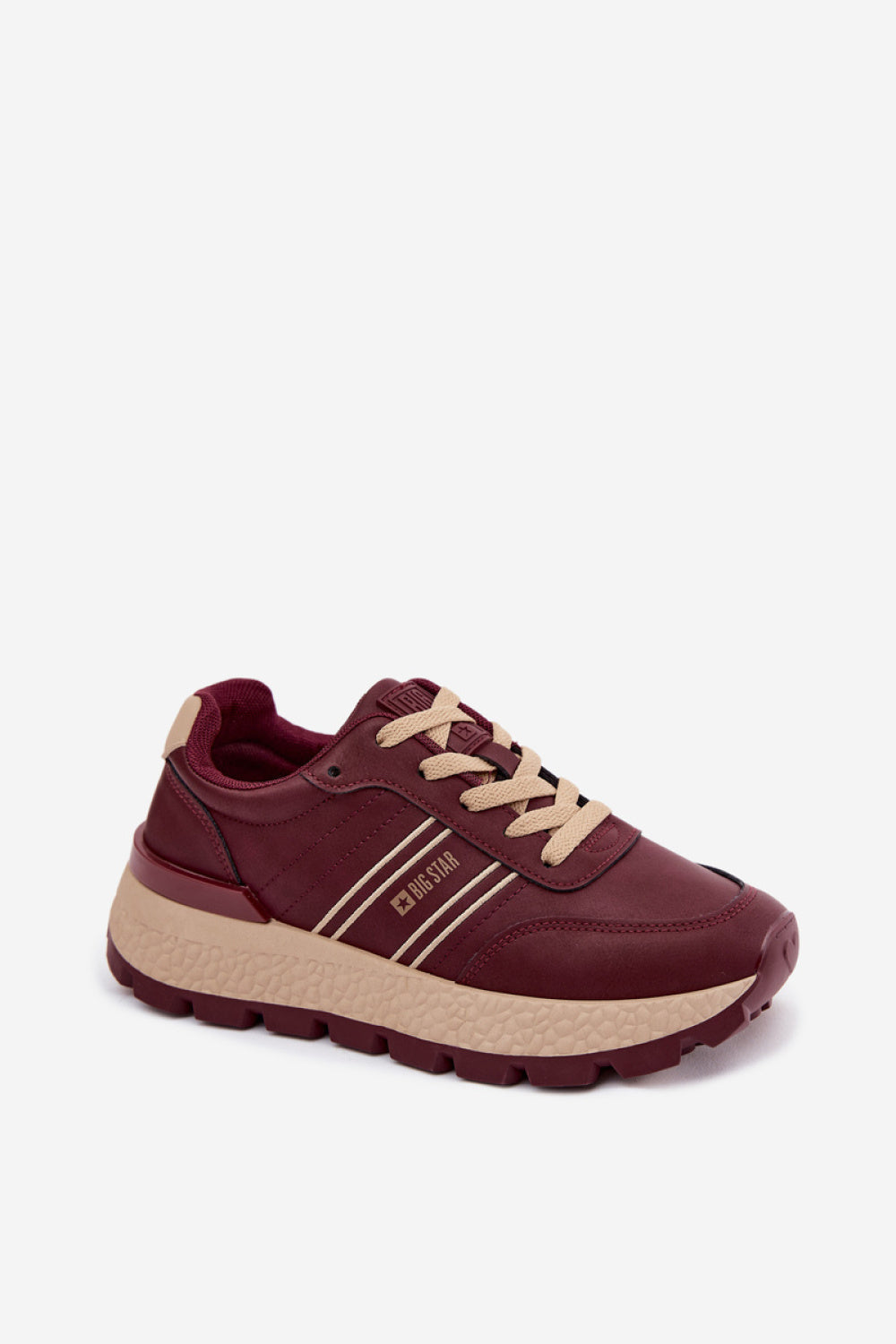 Step In Style Burgundy Faux Leather Platform Trainers - view 2