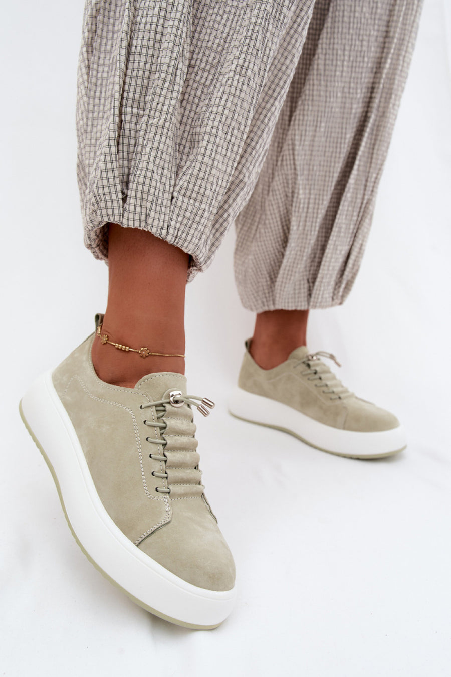 Step In Style Mint Suede Platform Trainers