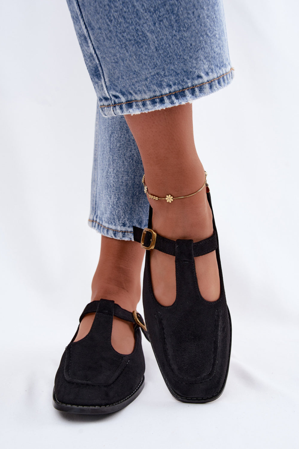 Step In Style Bonnia Black Suede Flat Shoes - view 3