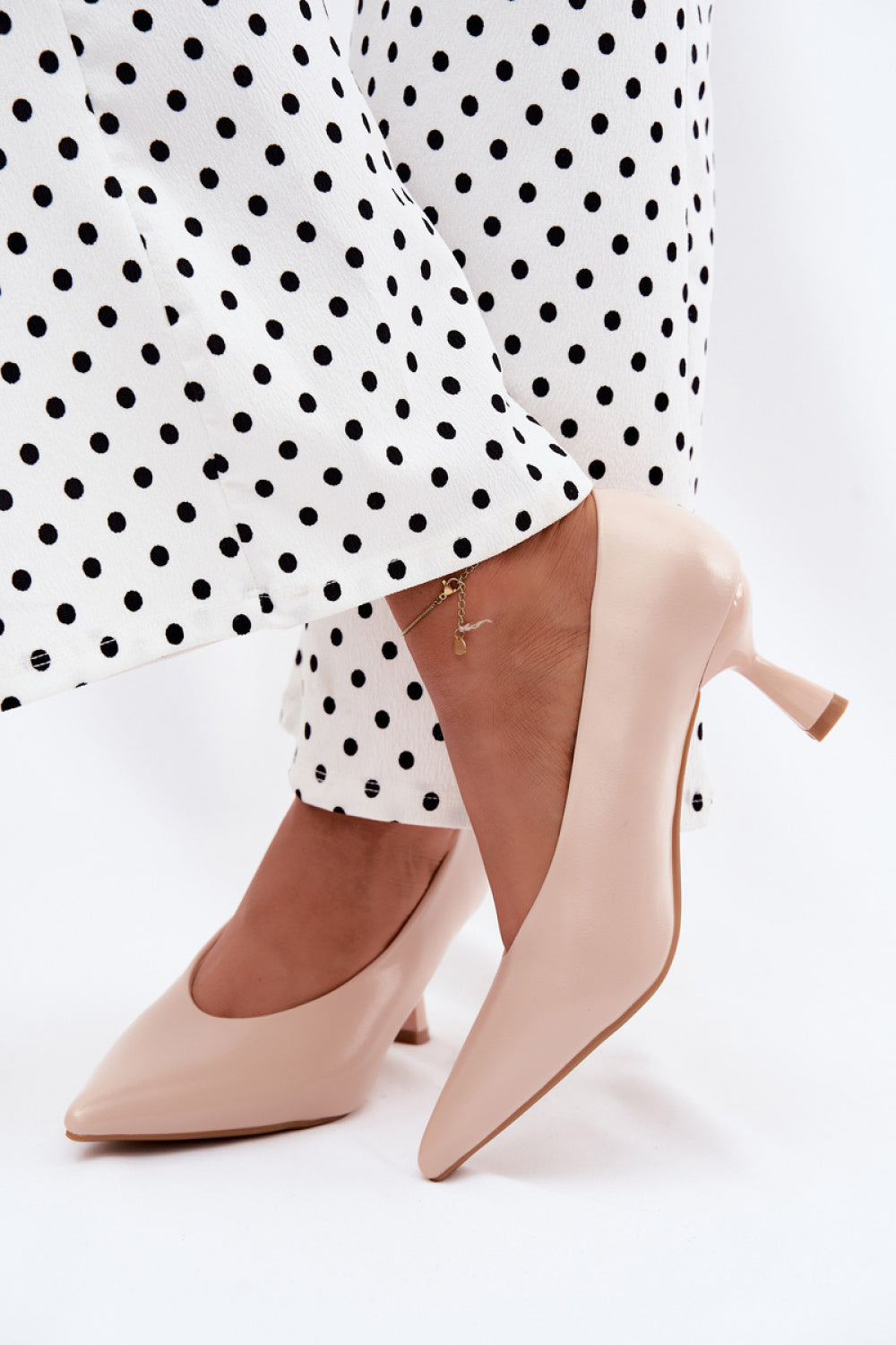 Step In Style Silenta Beige Faux Leather Court Shoes - view 3