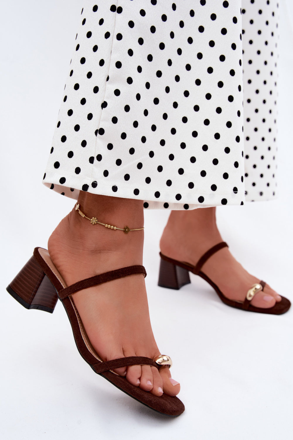 Step In Style Verbena Chocolate Faux Suede Block Heel Heeled Sandals