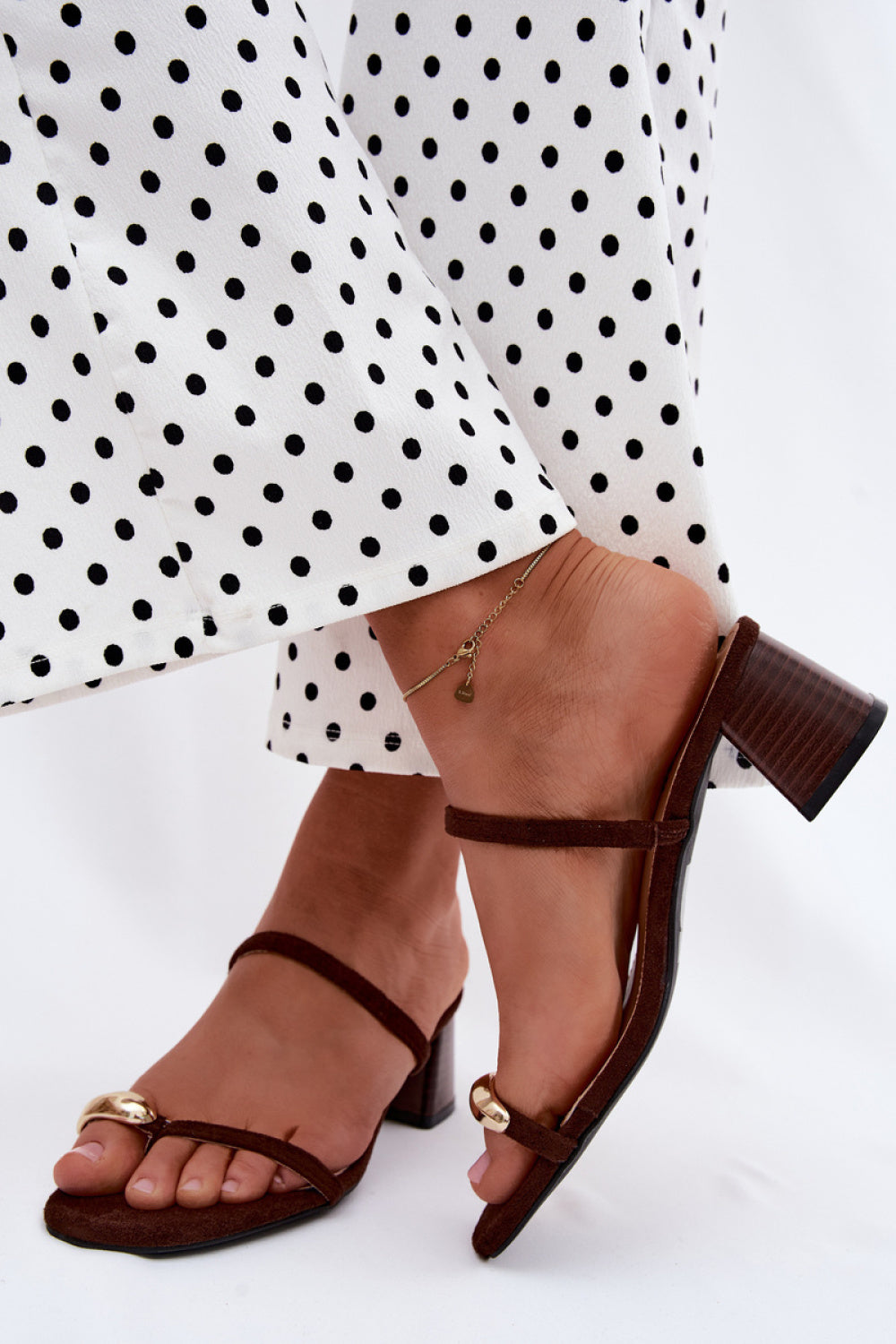 Step In Style Verbena Chocolate Faux Suede Block Heel Heeled Sandals - view 3