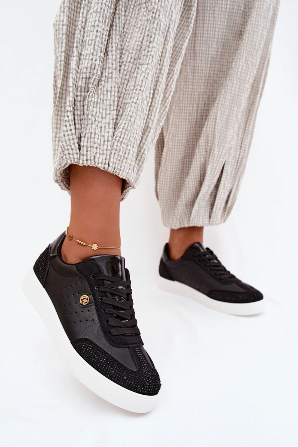 Step In Style Black Faux Leather Platform Trainers - view 4