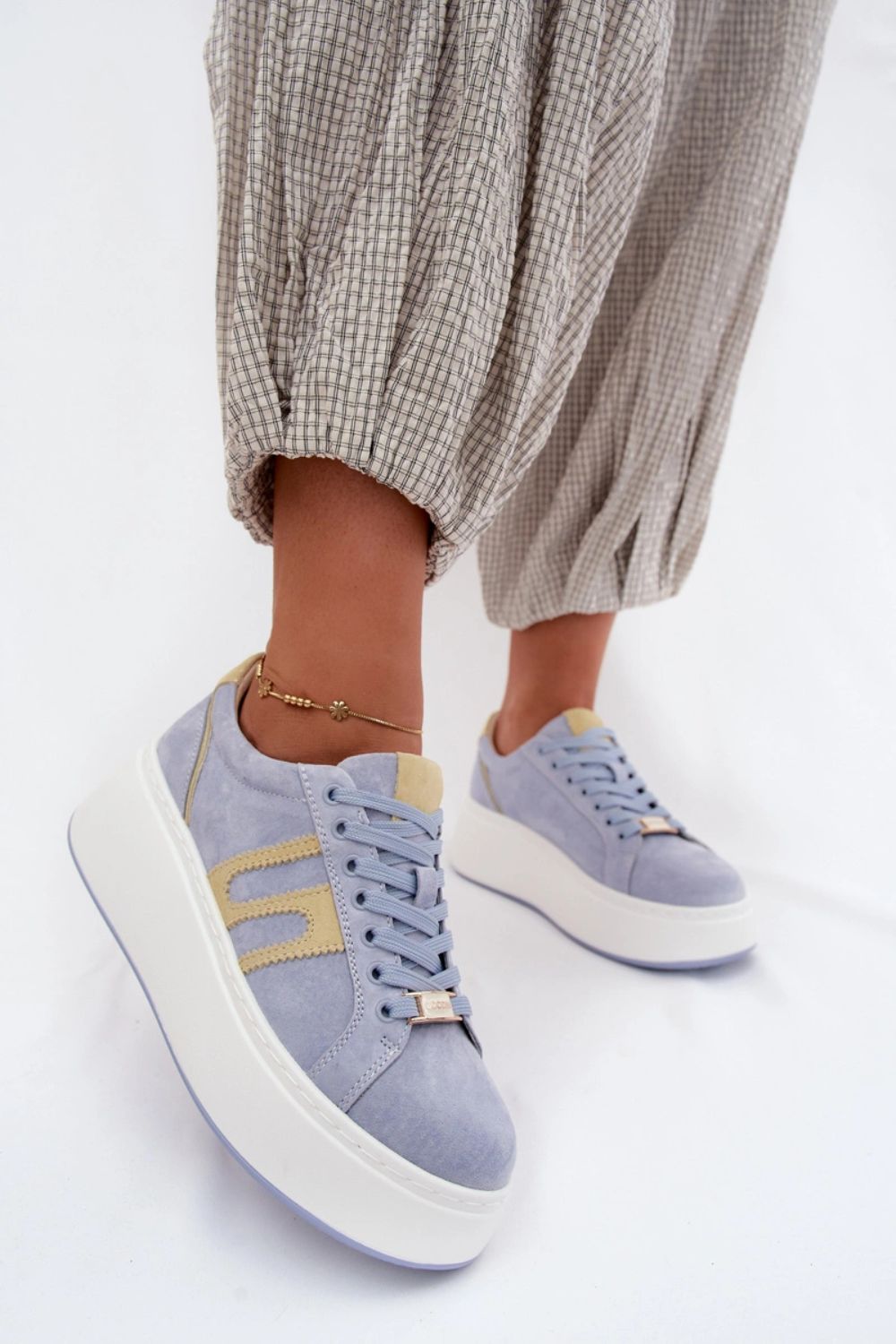 Step In Style Yellow Suede Platform Trainers - view 4