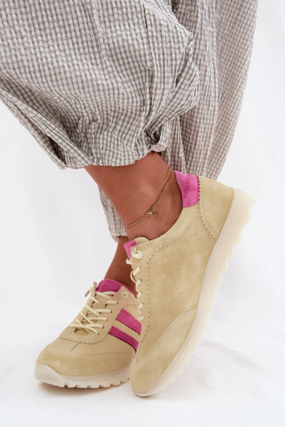 Step In Style Fuchsia Suede Lace Up Trainers - view 4
