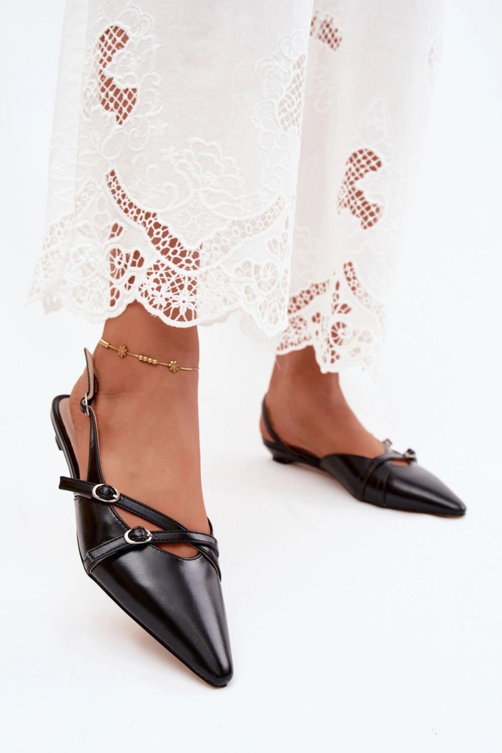 Step In Style Glamira Black Faux Leather Sandals - view 3