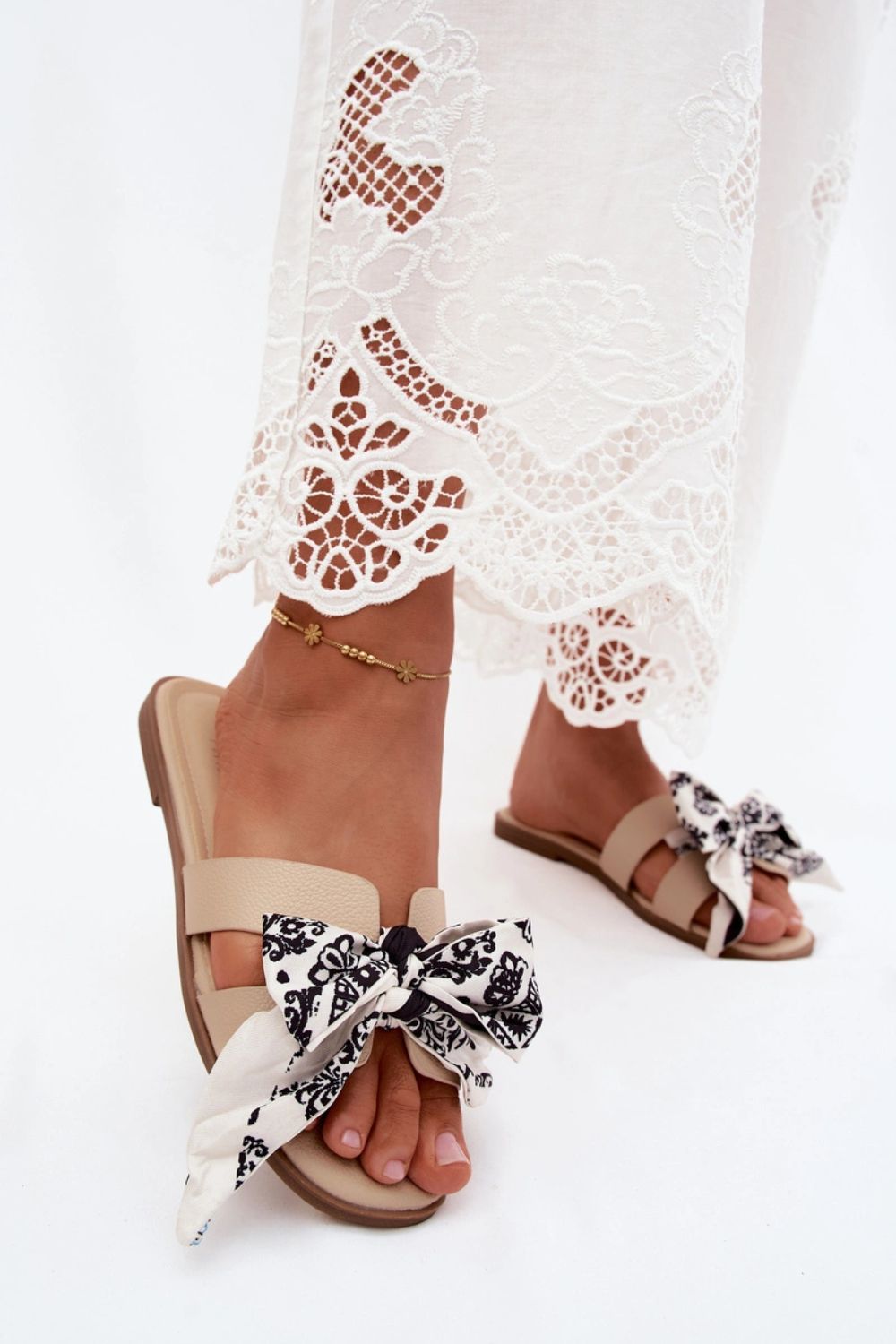 Step In Style Beige Faux Leather Flip Flops - view 2
