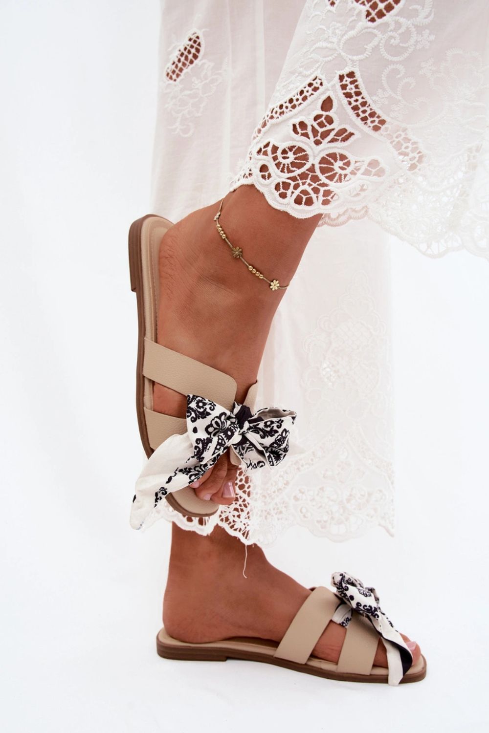 Step In Style Beige Faux Leather Flip Flops - view 3
