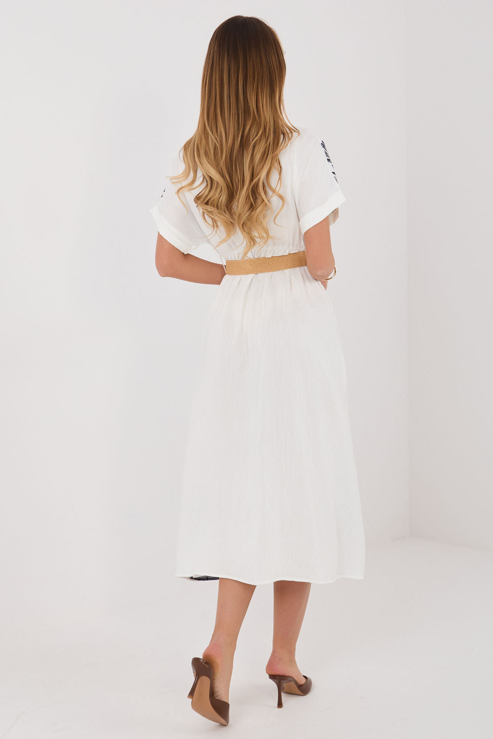 Italy Moda Navy Midi Floral Dress - view 3